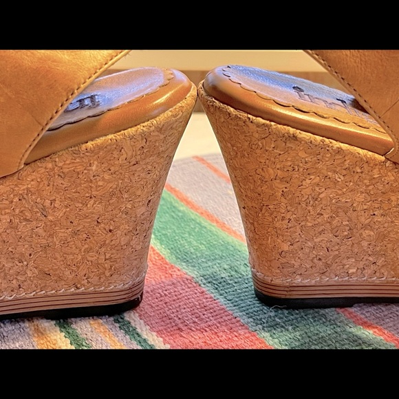 Indigo by Clark’s cork wedge sling back strappy sandals 3.5 inch heel size 6.5 - Picture 10 of 14